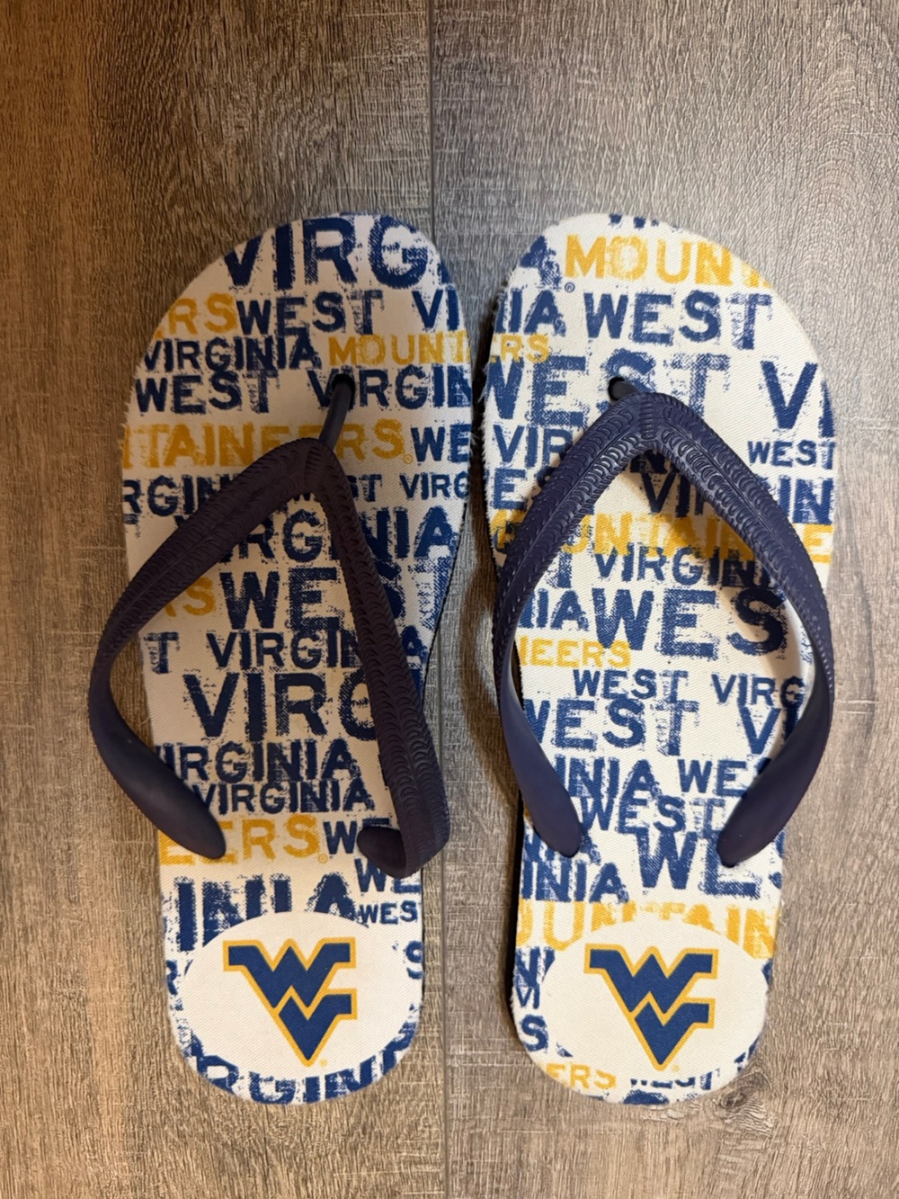 WVU Text-Print Flip Sandals for Women